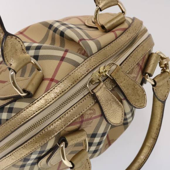 BURBERRY Nova Check Hand Bag PVC Leather Beige Auth yk7516 - Picture 6 of 16